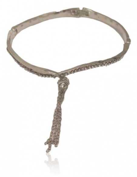 Bracelet jonc avec chainettes pendantes et petit strass