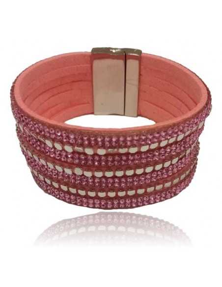 Bracelet multirang cuir facetté divers coloris