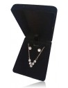 Parure en coffret collier pendentif V serti et boucles