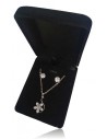 Parure en coffret collier pendentif pétales de fleurs zircon et boucles