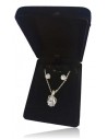 Parure coffret collier pendentif fleur de lys et zirconium avec boucles