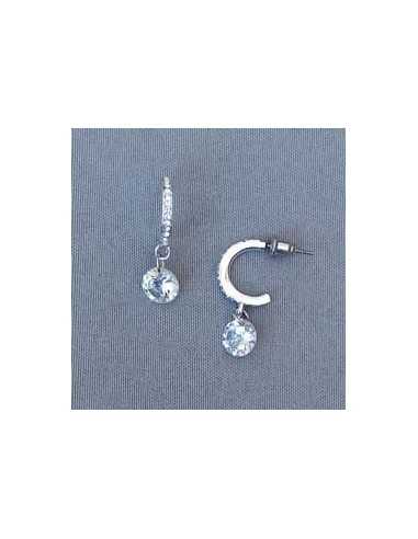 Boucles d'oreilles demi-créoles oxydes de zirconium 2.5 cm