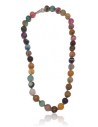 Collier agate multicolores pierres boules 10 mm