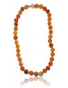 Collier agate orange pierres boules 10 mm