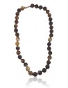 Collier agate marron foncé pierres boules 10 mm