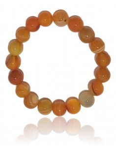 Bracelet agate orange pierres boules 10 mm