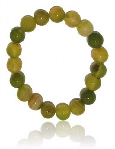 Bracelet agate vert clair pierres boules 10 mm