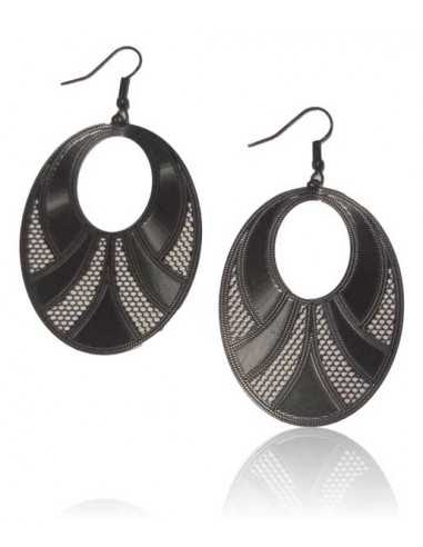 Boucles d'oreilles pendantes fantaisie ovales motifs graphiques