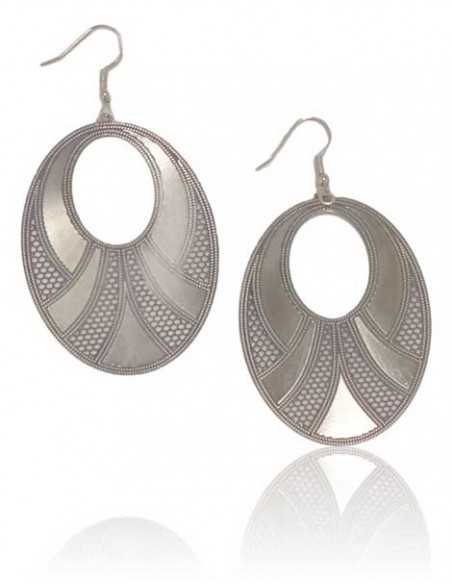 Boucles d'oreilles pendantes fantaisie ovales motifs graphiques