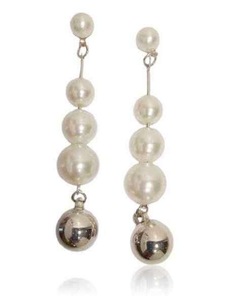 Boucles d'oreilles pendantes trio de perles fantaisie