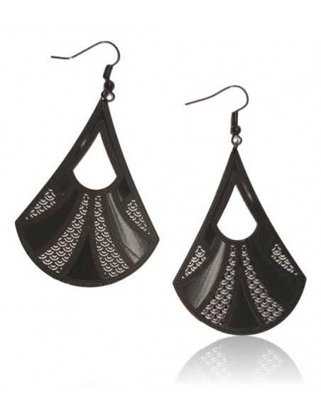 Boucles d'oreilles pendantes triangles motifs ronds