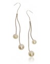 Boucles d'oreilles pendantes double chaines et perles
