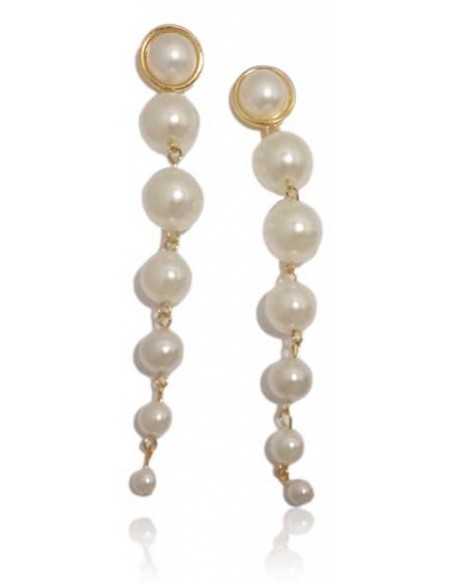 Boucles d'oreilles pendantes dégradé de perles blanches