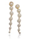 Boucles d'oreilles pendantes dégradé de perles blanches