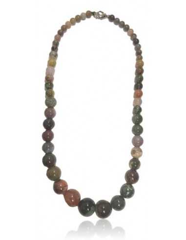 Collier agate indienne pierres boules dégradées