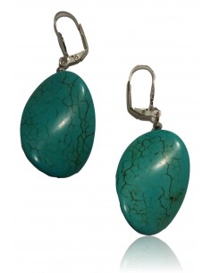 Boucles d'oreilles turquoise de synthèse ovales recourbées