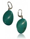 Boucles d'oreilles turquoise de synthèse ovales recourbées