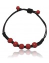 Bracelet ajustable perles de céramique rouge