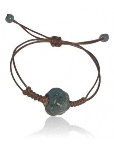 Bracelet réglable perle de céramique motif fleur