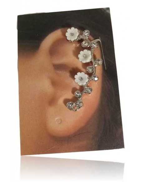 Bijou d'oreilles motif fleurs blanches