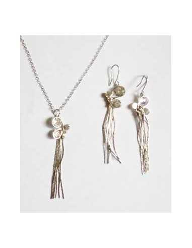 Parure collier pendentif papillon et boucles d'oreilles