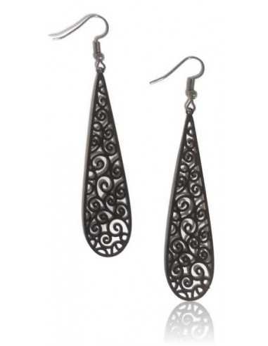 Boucles d'oreilles longues gouttes pendantes motifs fleurs