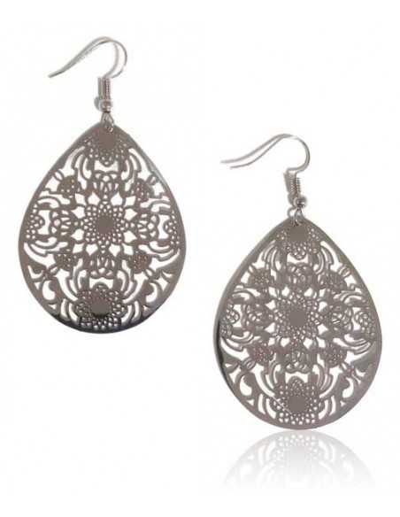 Boucles d'oreilles gouttes motifs fleurs mandalas