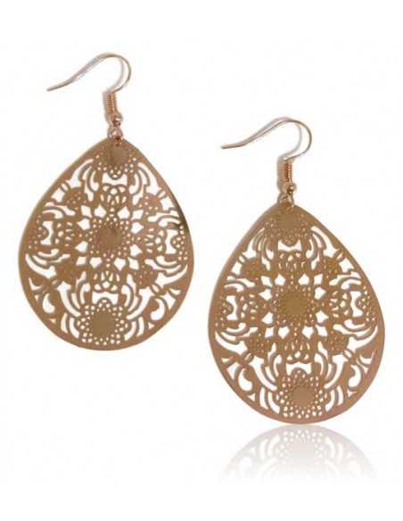 Boucles d'oreilles gouttes motifs fleurs mandalas