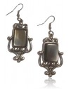 Boucles d'oreilles nacre pendantes écusson vintage