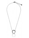 Collier acier inoxydable pendentif anneau à demi serti de zirconiums