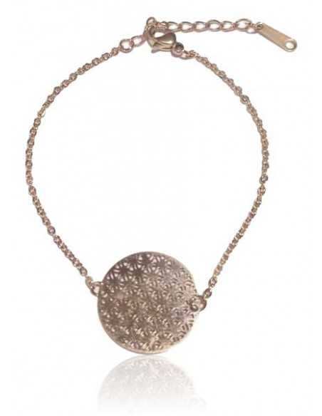 Bracelet acier inoxydable motif fleur de vie