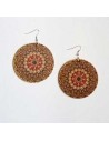 Boucles d'oreilles en bois motifs mandalas rondes 5 cm
