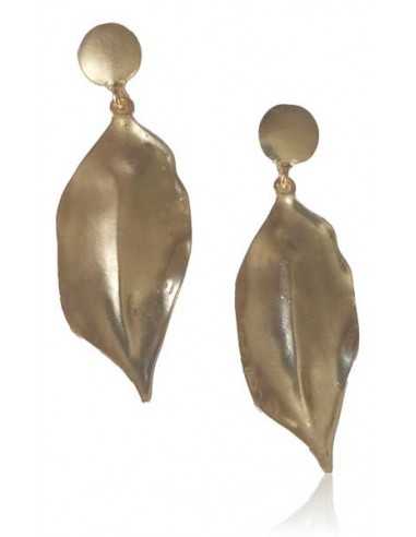 Boucles d'oreilles fantaisie feuilles pendantes effet patiné doré