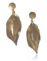 Boucles d'oreilles fantaisie feuilles pendantes effet patiné doré