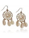 Boucles d'oreilles créoles fantaisie cauris pampilles