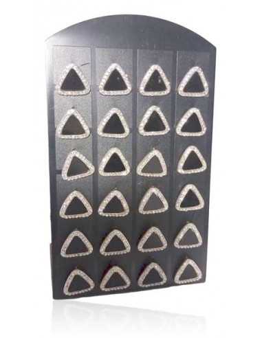 Support + 12 paires de B.O triangles noir 10 mm sertis