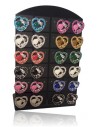 Support + 12 paires de B.O coeurs fantaisie 10 mm serties