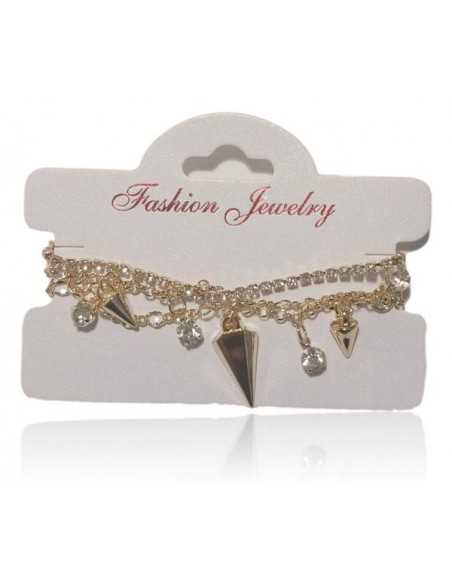 Bracelet fantaisie multirangs pampilles pointes et strass