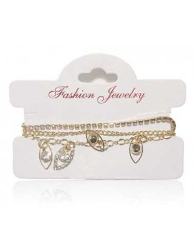 Bracelet fantaisie multirangs pampilles oeil