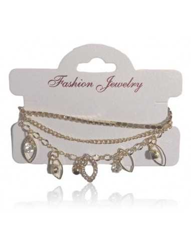 Bracelet fantaisie multirangs perles charms oeil