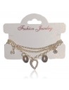 Bracelet fantaisie multirangs perles charms coeur graphique