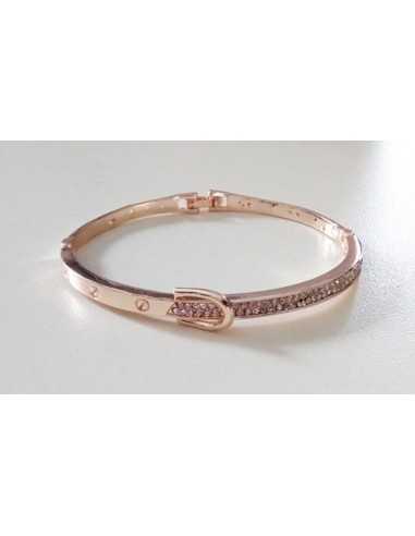 Bracelet rigide gold rose motif ceinture sertie de zirconium