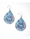 Boucles d'oreilles fantaisie gouttes filigranes motifs fleurs 5 cm