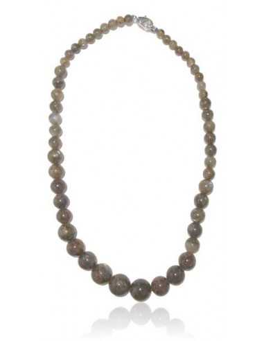 Collier labradorite pierres boules dégradées