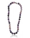 Collier agate violet pierres boules facettées 10 mm