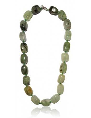 Collier prehnite pierres cubiques larges