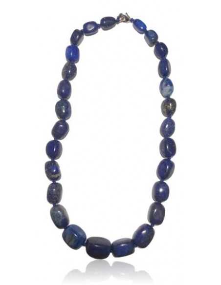 Collier lapis lazuli pierres cubiques larges dégradées
