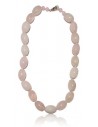 Collier quartz rose pierres tambour