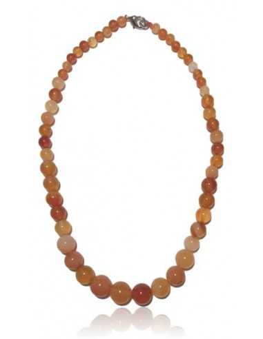Collier cornaline claire pierres boules dégradées
