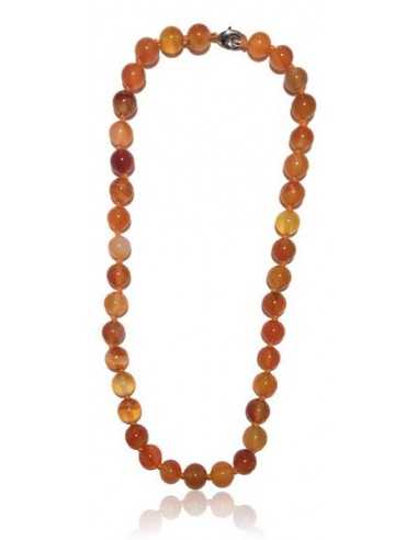 Collier cornaline claire pierres boules 10 mm